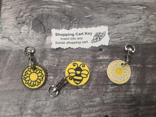 Sunflower and Bee $1 Shopping Cart Key